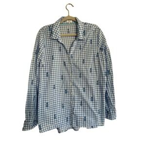 Crown & Ivy Gingham and Pineapple Print Cotton Top Size XXL